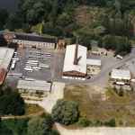 Der Betriebsteil Deuben in den 1990er aus der Vogelperspektive betrachtet.